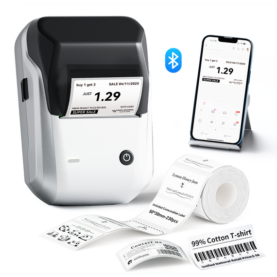 B1 Bluetooth Label Printer with Label Roll