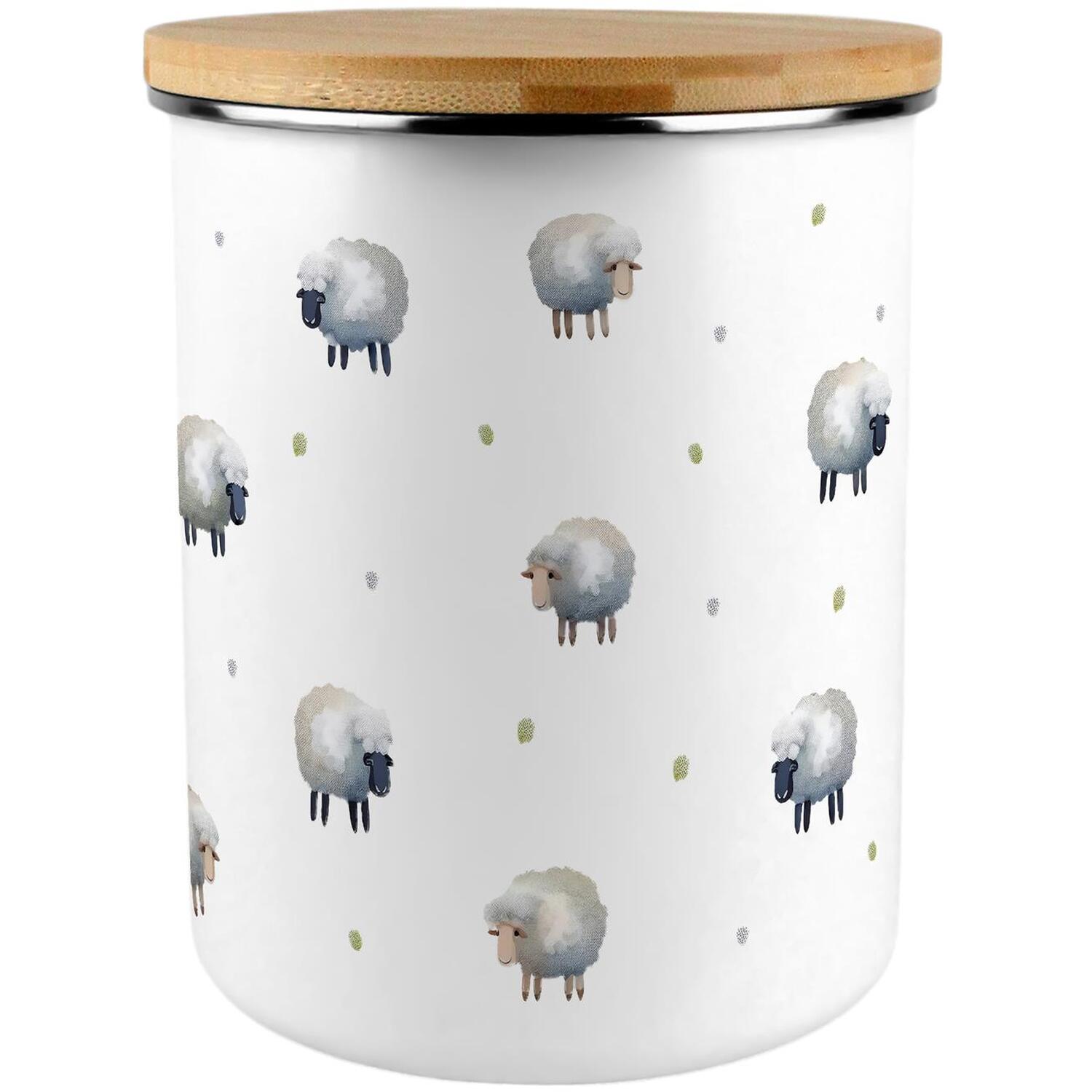 B&Q -  Spring Sheep Storage CanisterCountryside Farm Animals Large Enamel Kitchen Storage Container Gift - Image 3