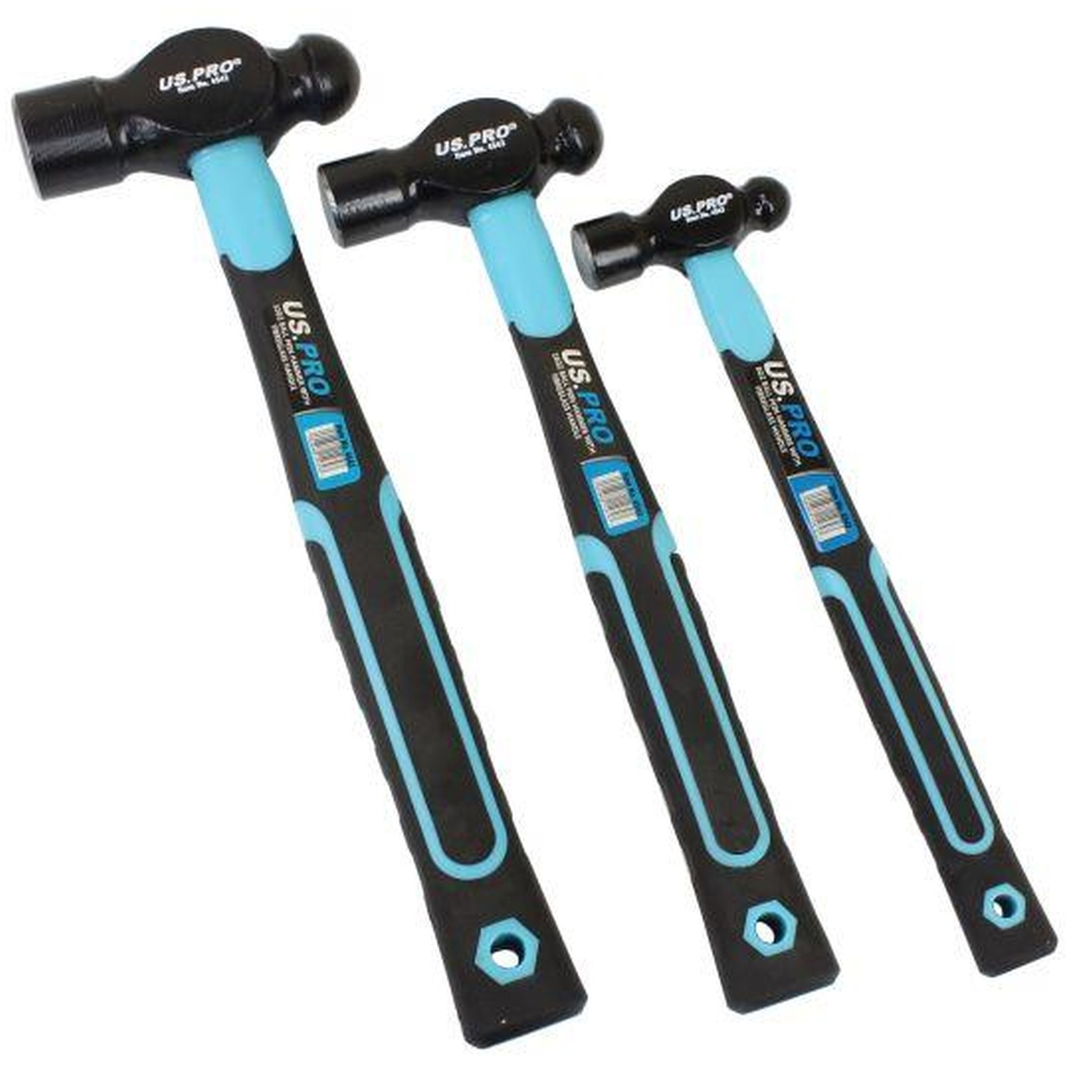 Us Pro Tools 3Pc Ball Pein Hammer With Fibreglass Handle 8, 16, 32Oz - Image 6