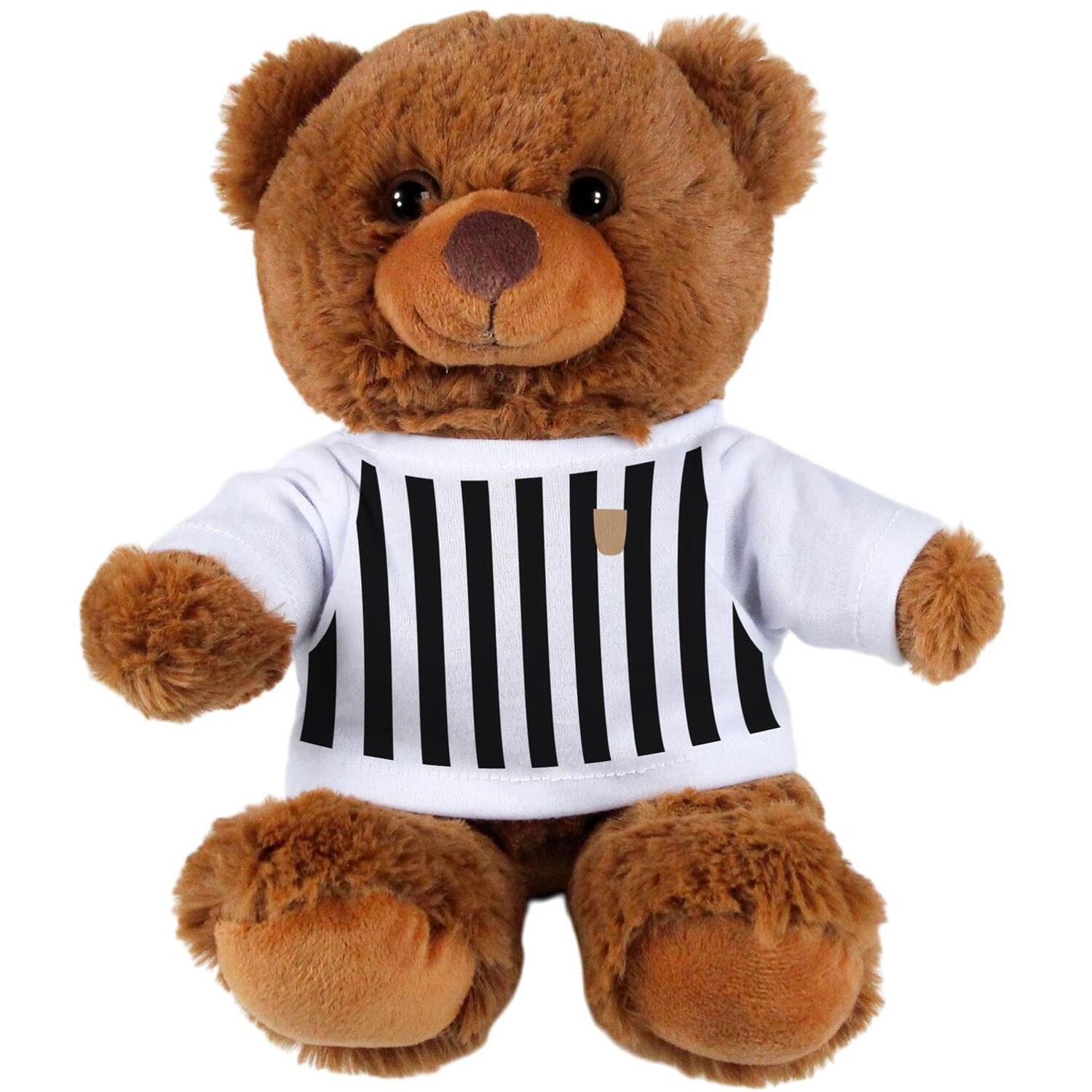 Purely Home Black & White Stripe Football Kit Teddy Bear With T-Shirt - Dark Brown