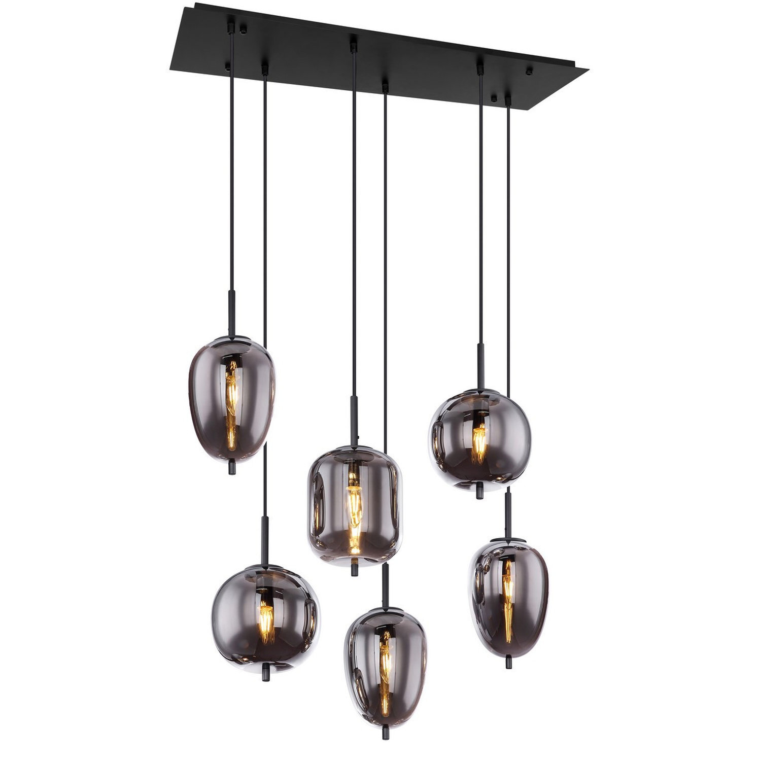 Netlighting Unisex Black Y Cluster Pendant Ceiling Light Smoke Glass Shade 6X E14 Size 6 - Image 3