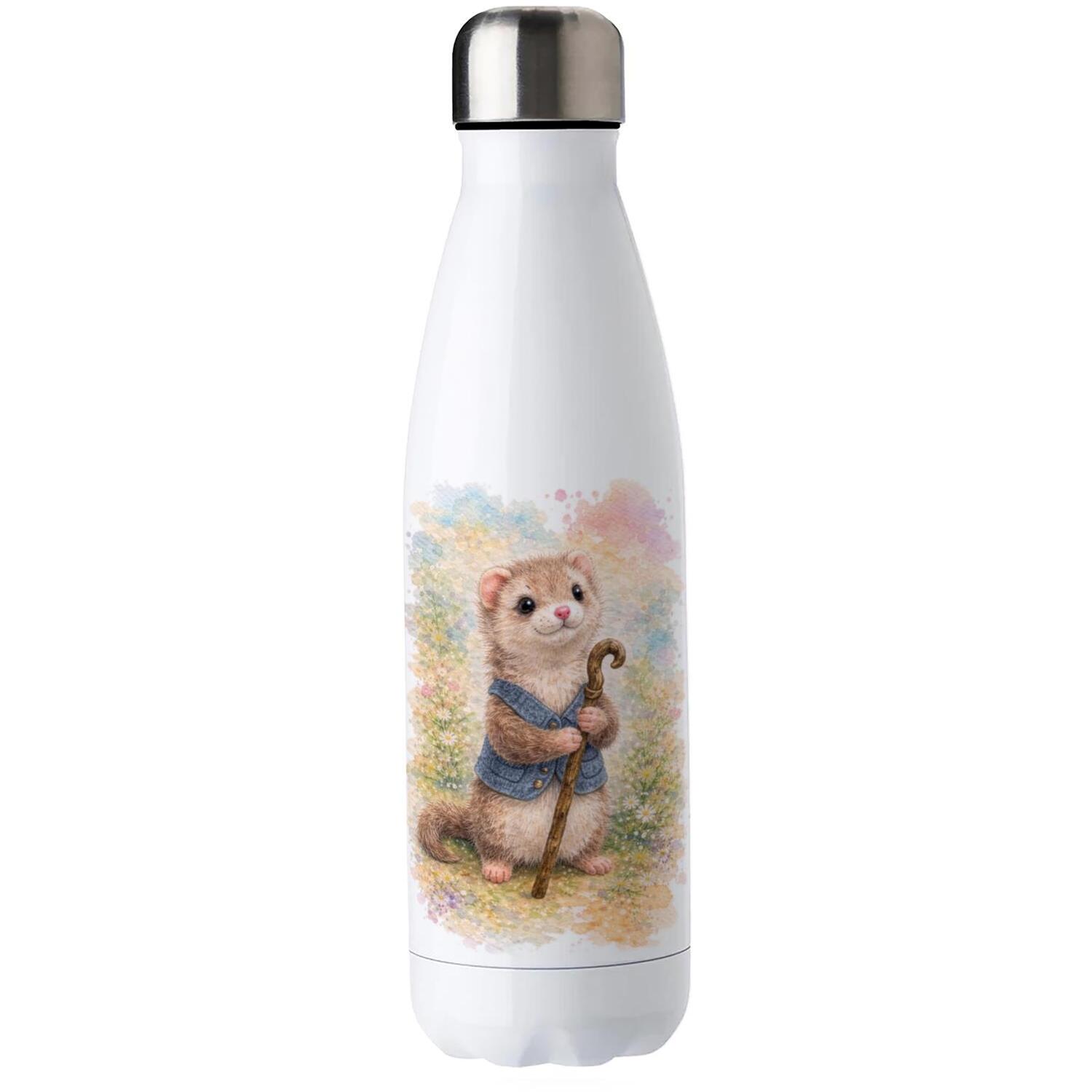 Fuzzy Animal Metal Water Bottle - Ferret - Cute Drinkware Gift for Her - Image 2