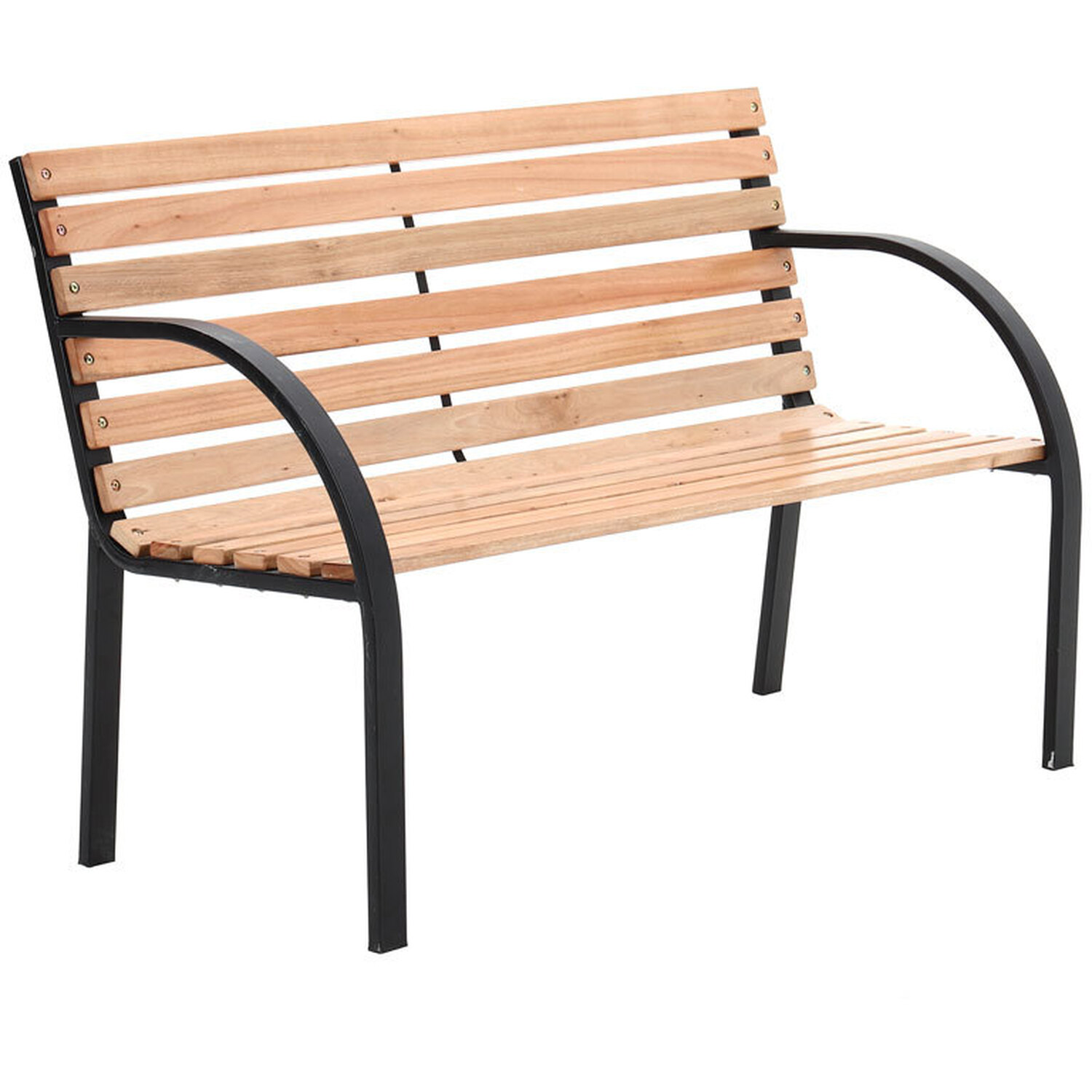 Livingandhome Wooden Garden Bench With Cast Iron Frame - Brown