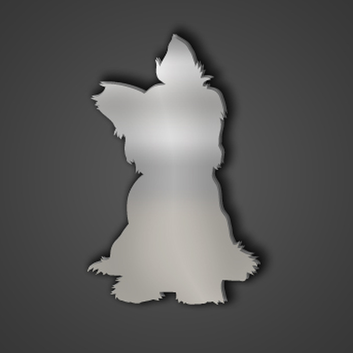 Yorkshire Terrier Silver Acrylic Mirror - Silver 50cm
