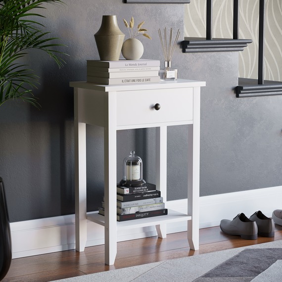 Windsor 1 Drawer White Console Table
