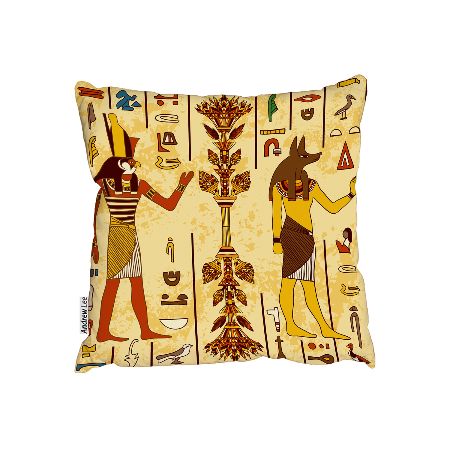 Egyptian Gods And Ancient Egyptian Hieroglyphs Cushion - Orange / 60cm