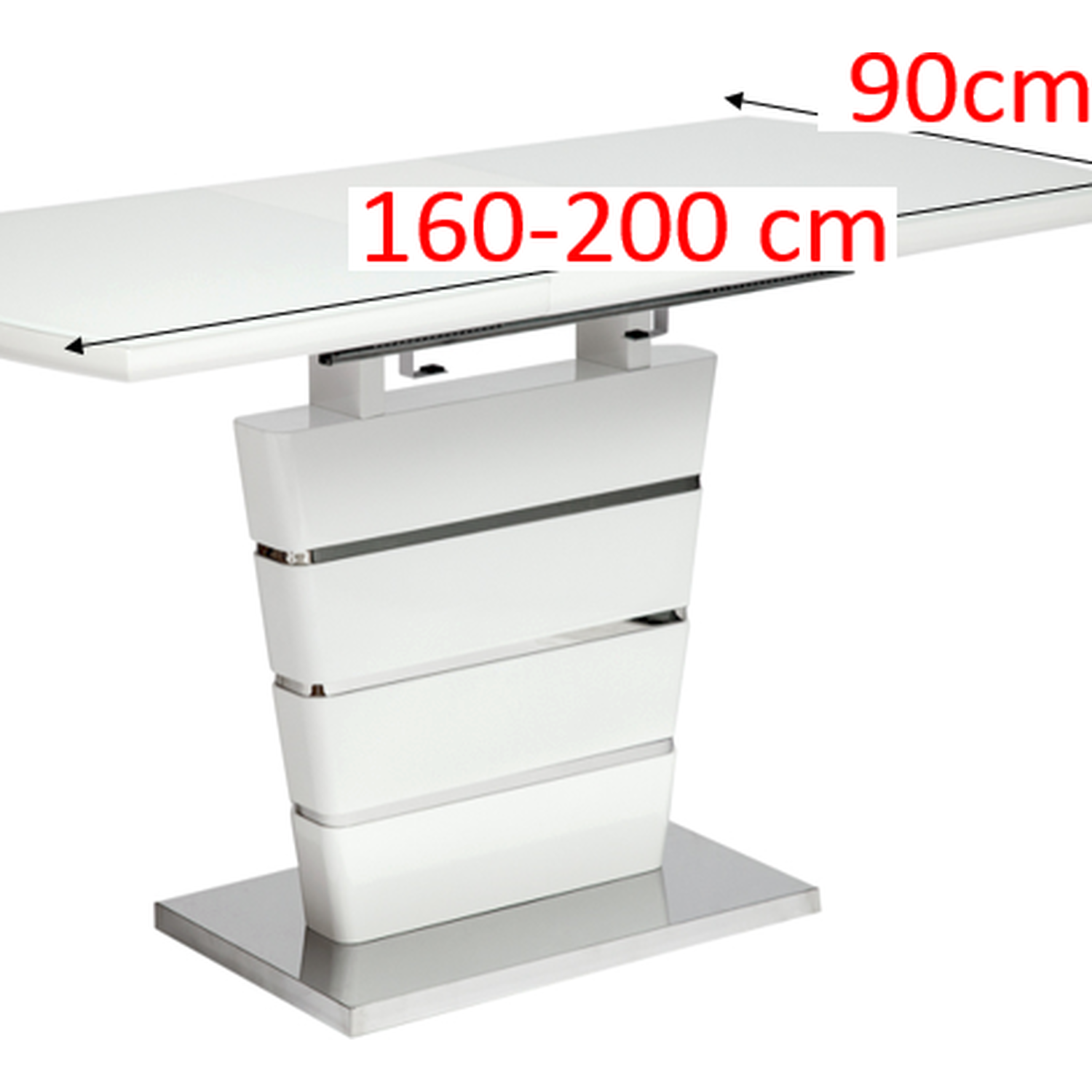 Extending Dining Table High Gloss And Glass - White