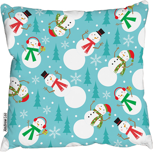 Snowman Seamless Pattern Design Stylish Cushion
