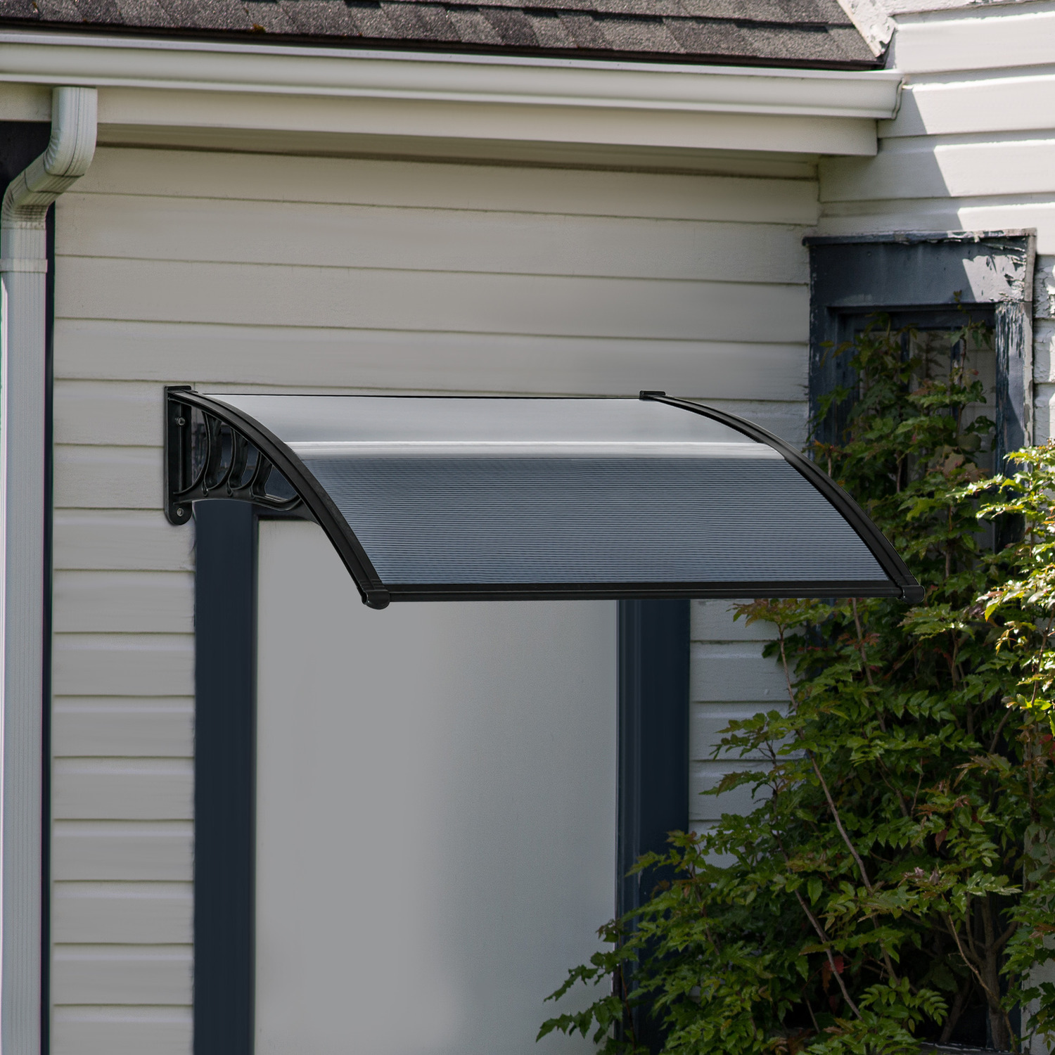 Outsunny Door Canopy Awning Outdoor Window Rain Shelter Cover for Door Porch - Black / 2.4kg