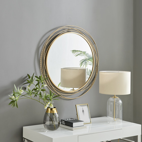 Saskia Round Gold Wall Mirror - 90cm