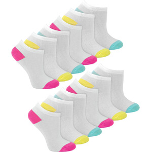 12 Pack Girls Low Cut White Trainer Socks with Contrast Heel  Toe