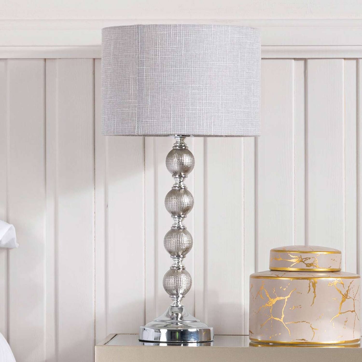 Vanity Living - Set of 2 Four Ceramic Ball Table Lamp - Light Grey thumbnail