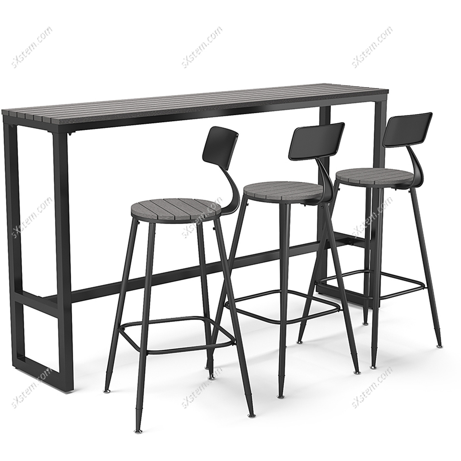Rectangular High Bar Dining Table - Grey 180cm