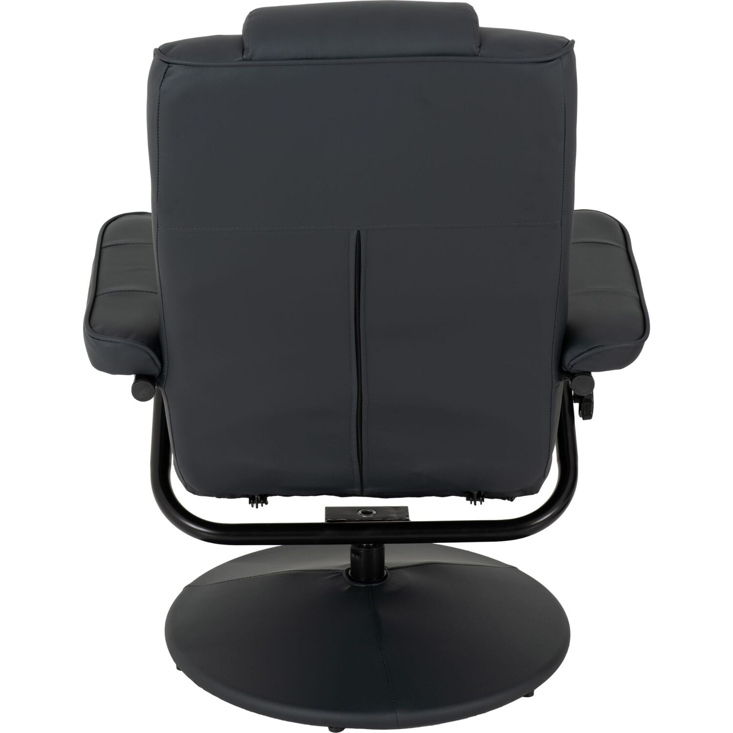 Ascot Recliner Chair And Footstool - Dark Blue Faux Leather