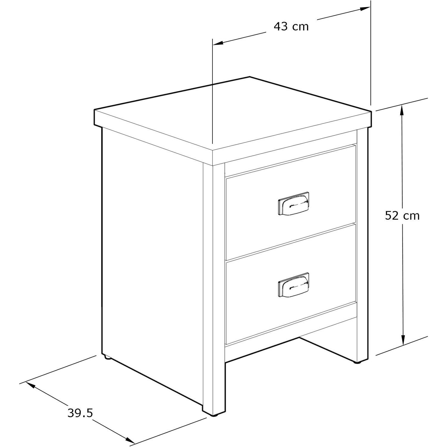 Boston 2 Drawer Bedside Table - Grey