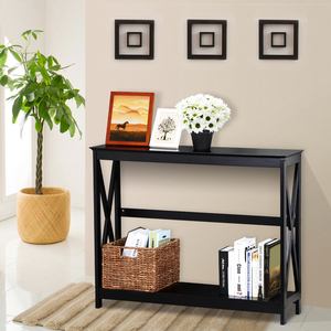 2-Tier Narrow Industrial Side Console Table