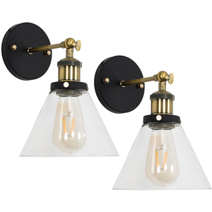 Norton Industrial Pair of Black Indoor Wall Lantern