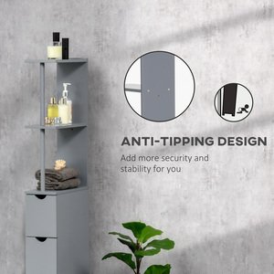Grey HOMCOM Tall Bathroom Cabinet Bathroom Storage Cabinet with Drawers shot 4364846