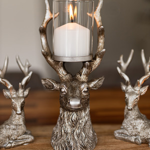 Stag Pillar Candle Holder