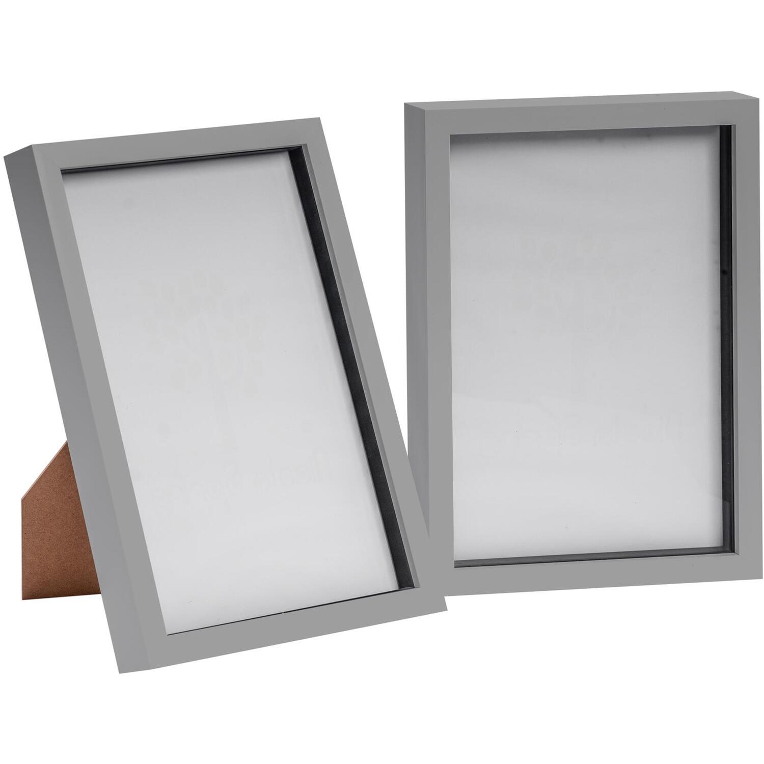 3D Box Photo Frames - A4 (8" x 12") - Grey - Grey