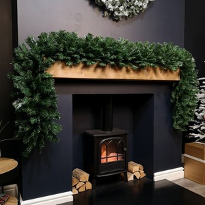 2.7m (9ft) x 38cm Premier Luxury Extra Bushy Plain Green Christmas Garland