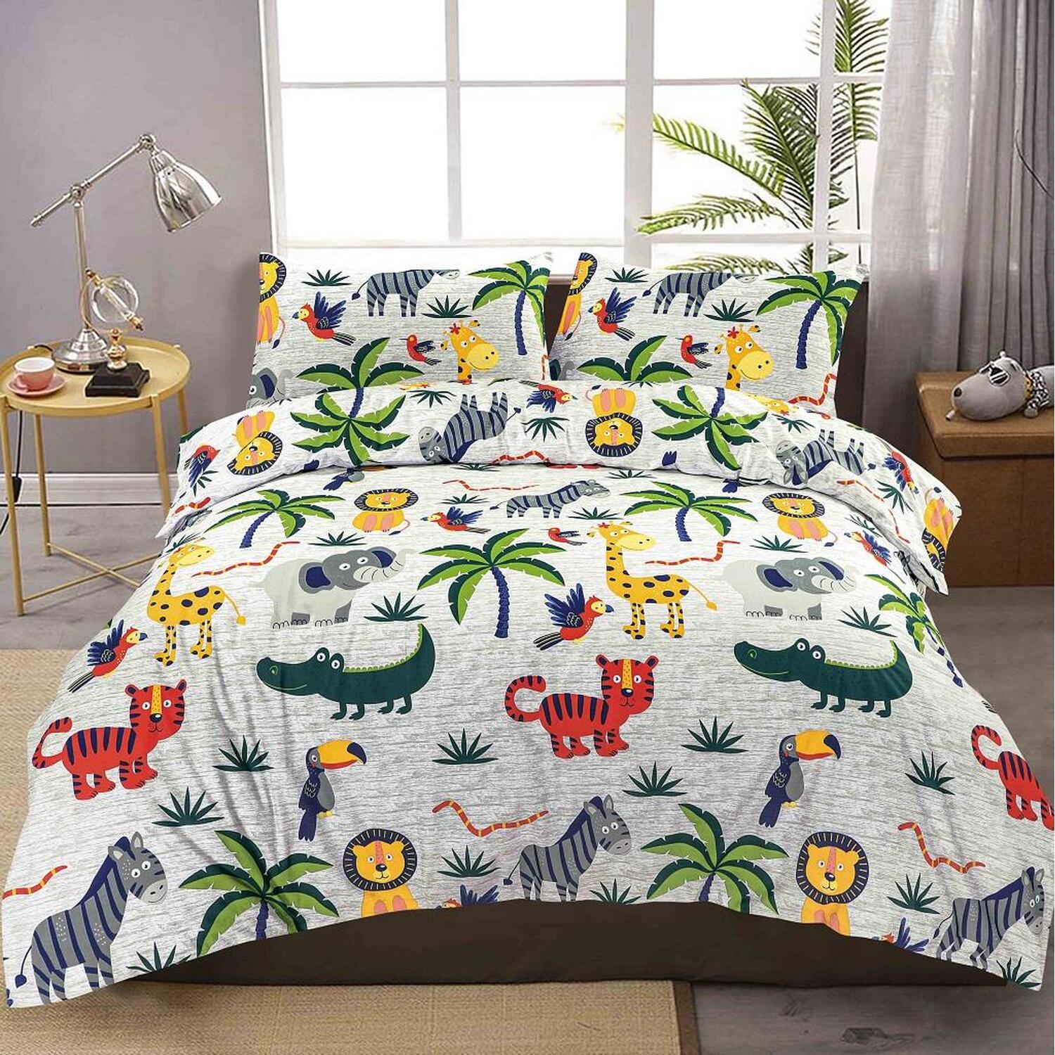 Kid's Duvet Cover Set-Jungle Safari Animals