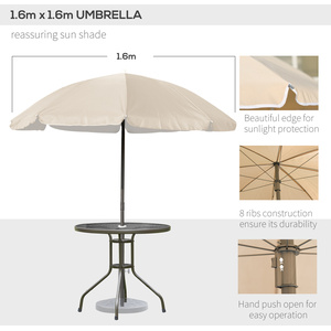 Beige Outsunny Garden Textilene Chairs Plus Table and Parasol Bistro Set shot 5288011