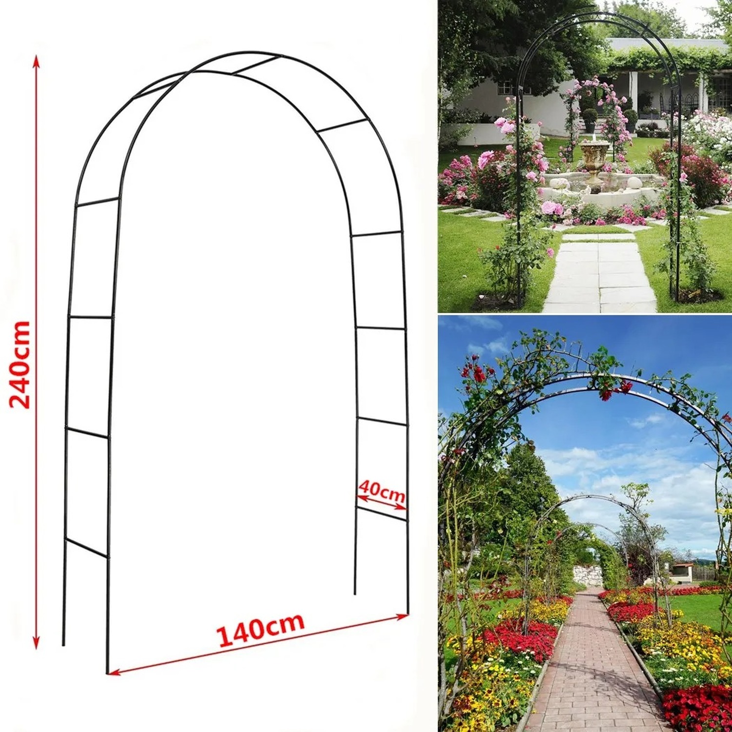 Garden Arbor Trellis Archway - Black
