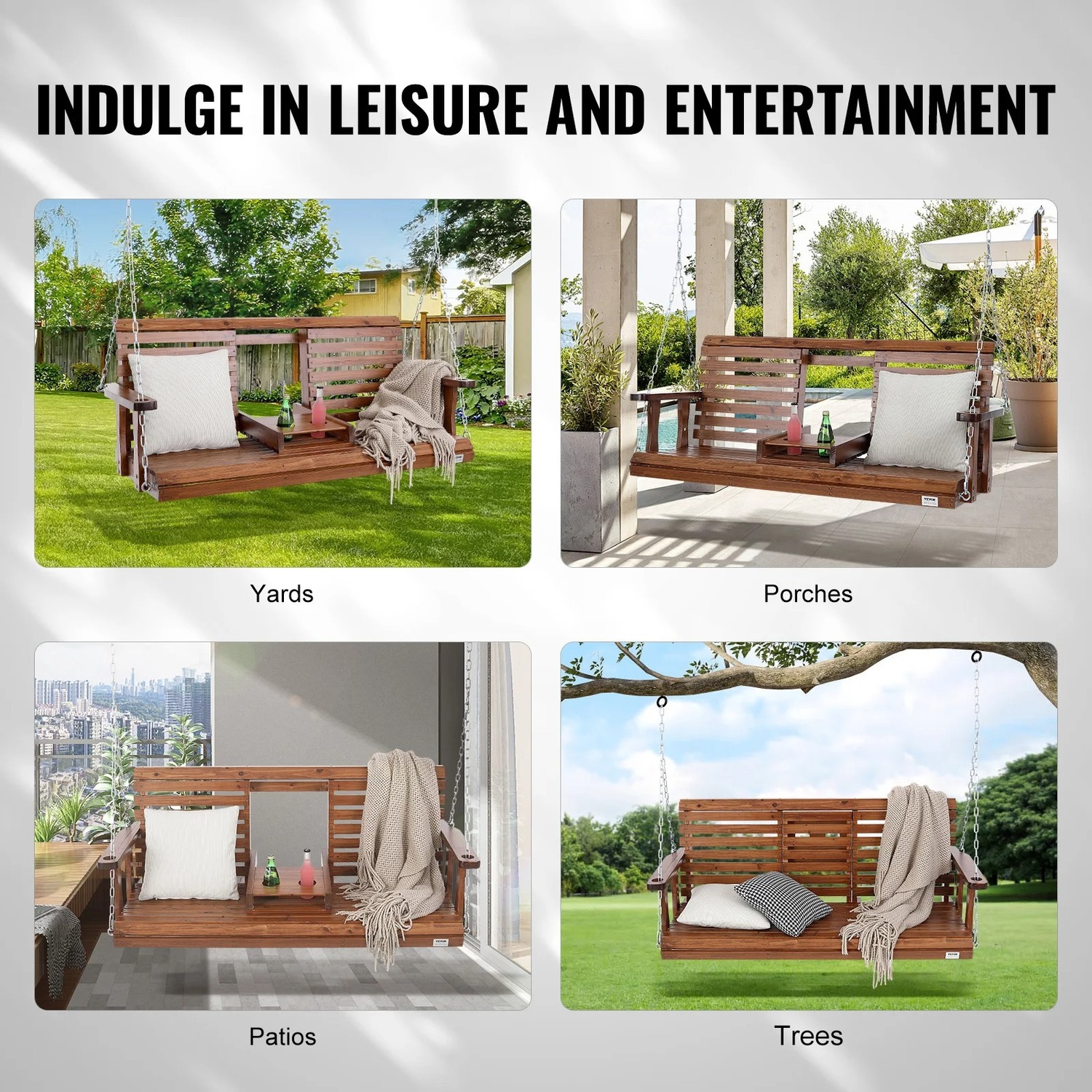5ft Swing Chair Garden Bench - Brown