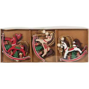 Set of 9 Hanging Rocking Horse Decorations