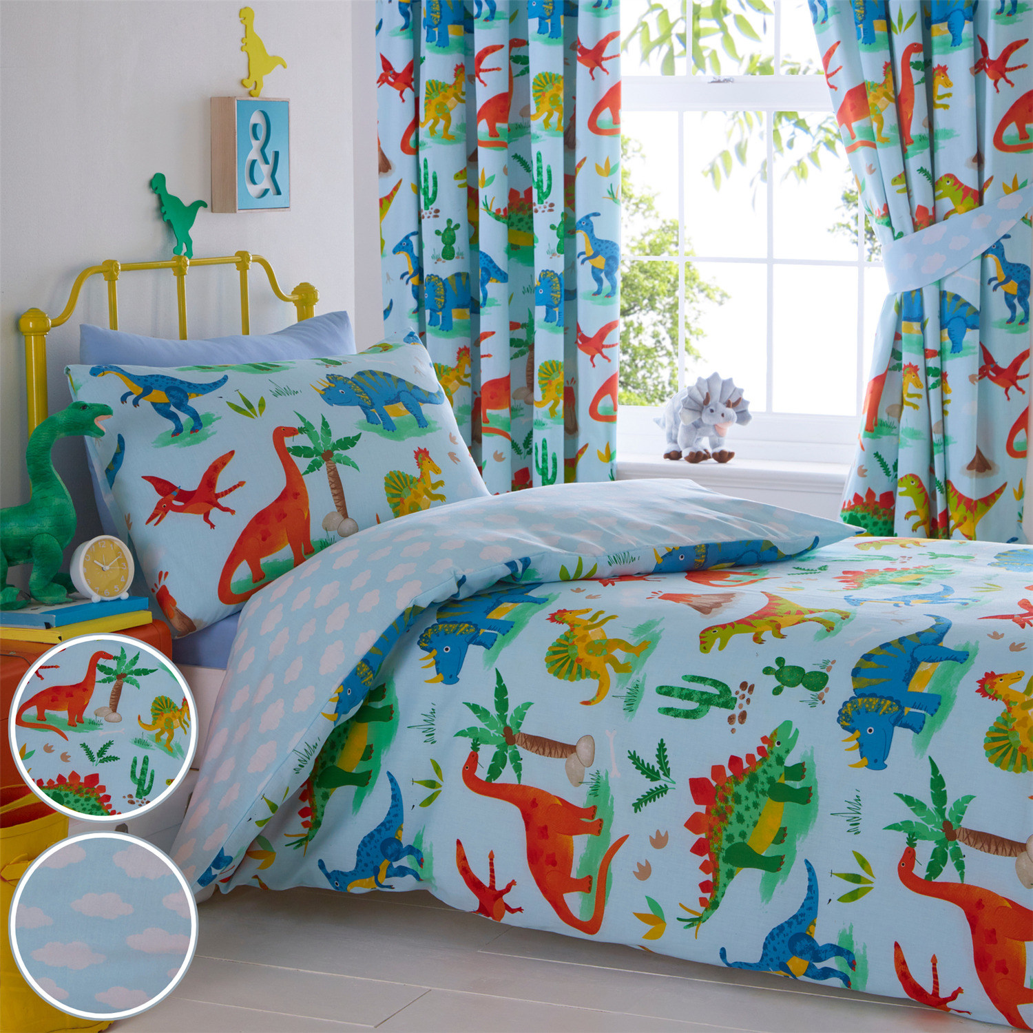 Dinosaurs Duvet Cover Set - Blue Single