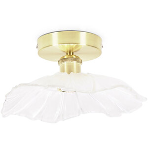 Cassia Clear Glass Flower Gold Flush Ceiling Light with LED Bulb