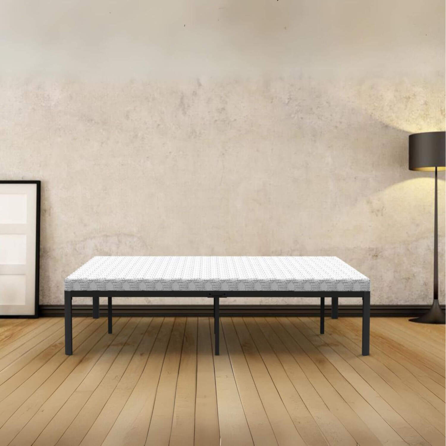 Home Source Podium Black Metal Platform Bed Frame - Black Small Double