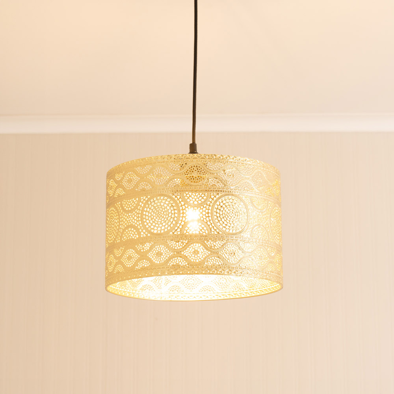 Casablanca Gold Easy Fit Metal Drum Lamp Shade with LED Bulb - Gold