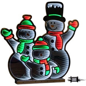 Infinity Standing Snowmen Family on Metal Base with LEDs