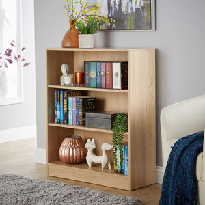 Oak Effect Home Source Clara Low Wide Storage Bookcase  shot 7021569