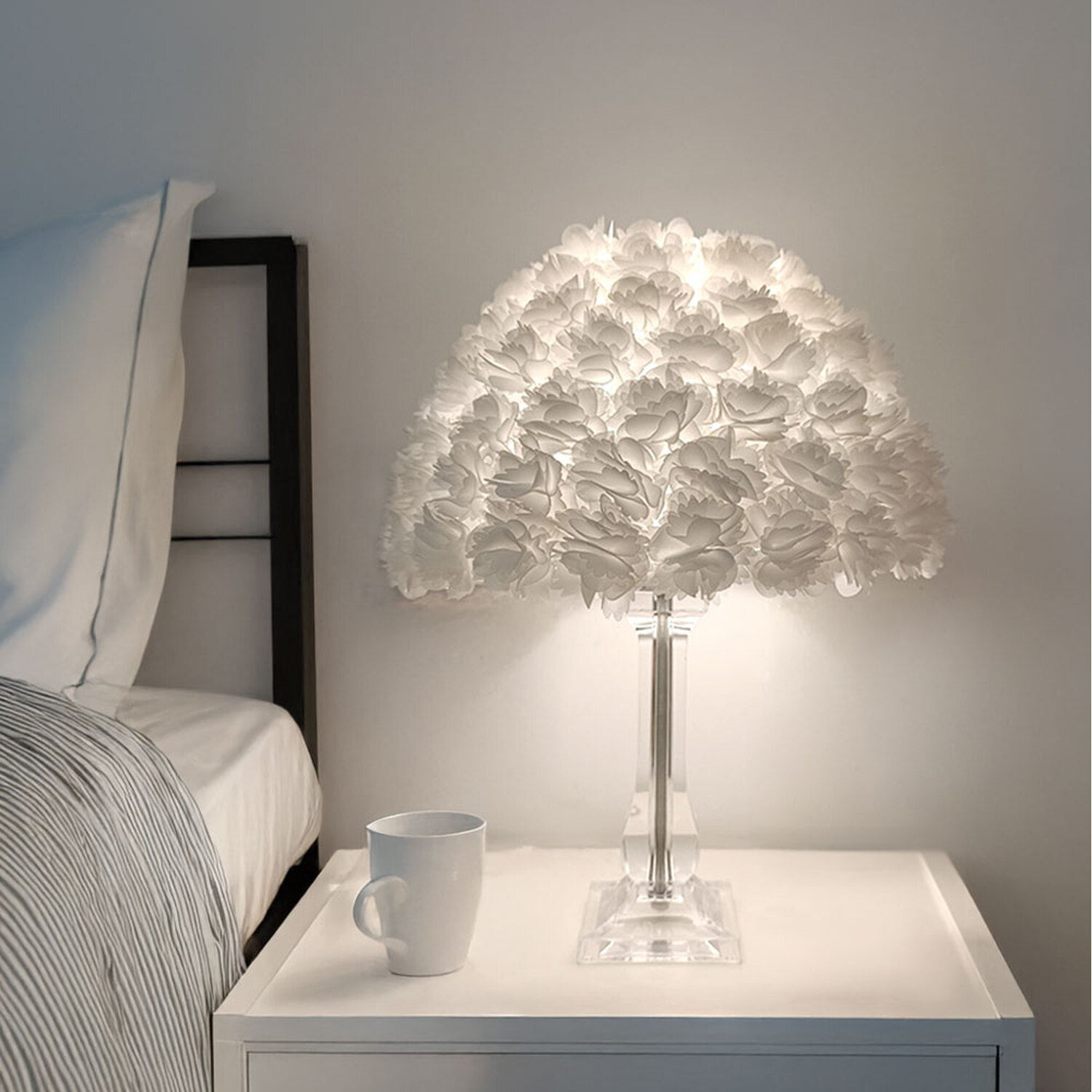 Image of Umbrella-Shaped Flower Lampshade with Acrylic Base&hellip;