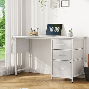 Computer Desk with Drawers and Side Pouch
