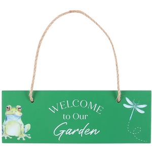 Welcome to Our Garden Hanging Frog Sign