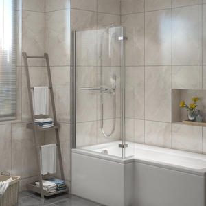 Square Bath Shower Screen Bifold Panel Pivot Screen with Towel Rail