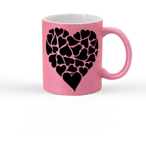 Love Hearts Pink Glitter Mug