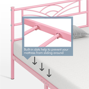 Pink / Single Metal Bed Frame with Cloud Design shot 7344659