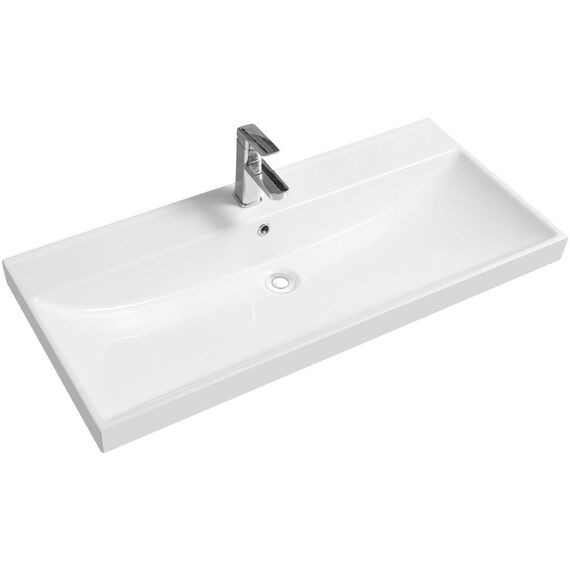 Ceramic 100.5cm Thick-Edge Inset Basin with Scooped Full Bowl