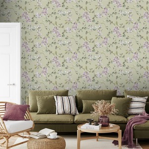 Rasch Rosalie Floral Flowers Leaves Leaf Trail Wallpaper