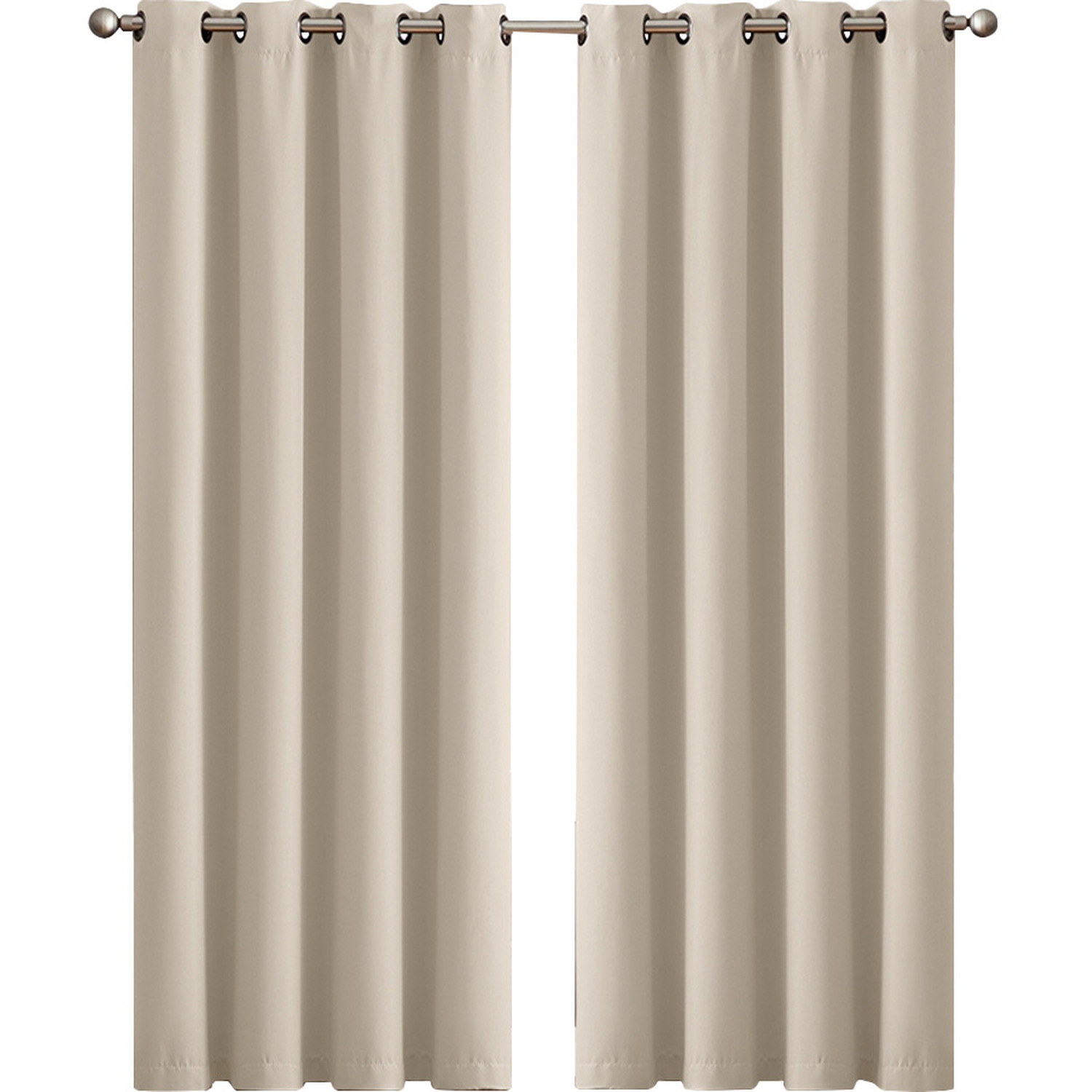2 Pack Triple Layer Eyelet Blackout Curtain - Beige / 137cm / 117cm
