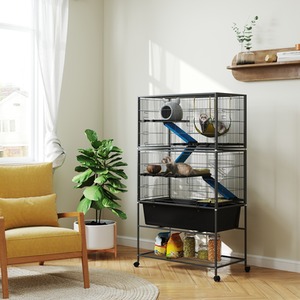 PawHut 5 Levels Rolling Small Animal Cage with Non Slip Ramp Deep Tray