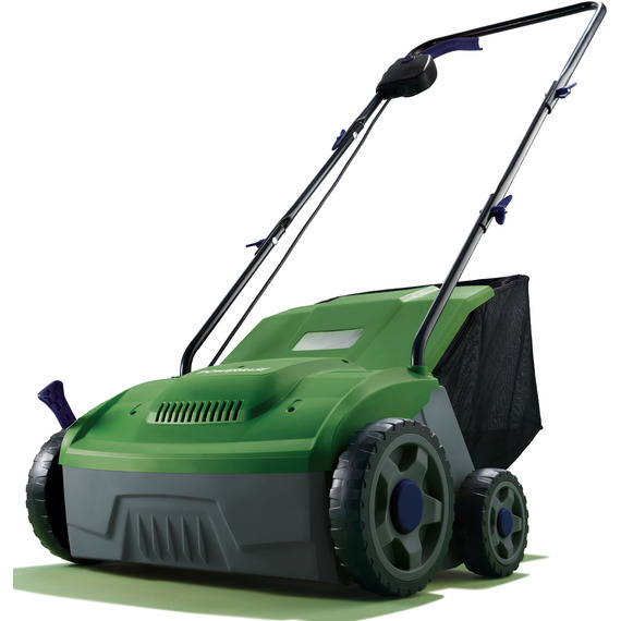 Powerbase 1400W 32cm Electric Lawn Scarifier 40L Collection Bag 