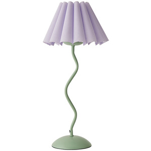 Wiggle Pastel Metal Table Lamp with Lilac Pleated Tapered Shade