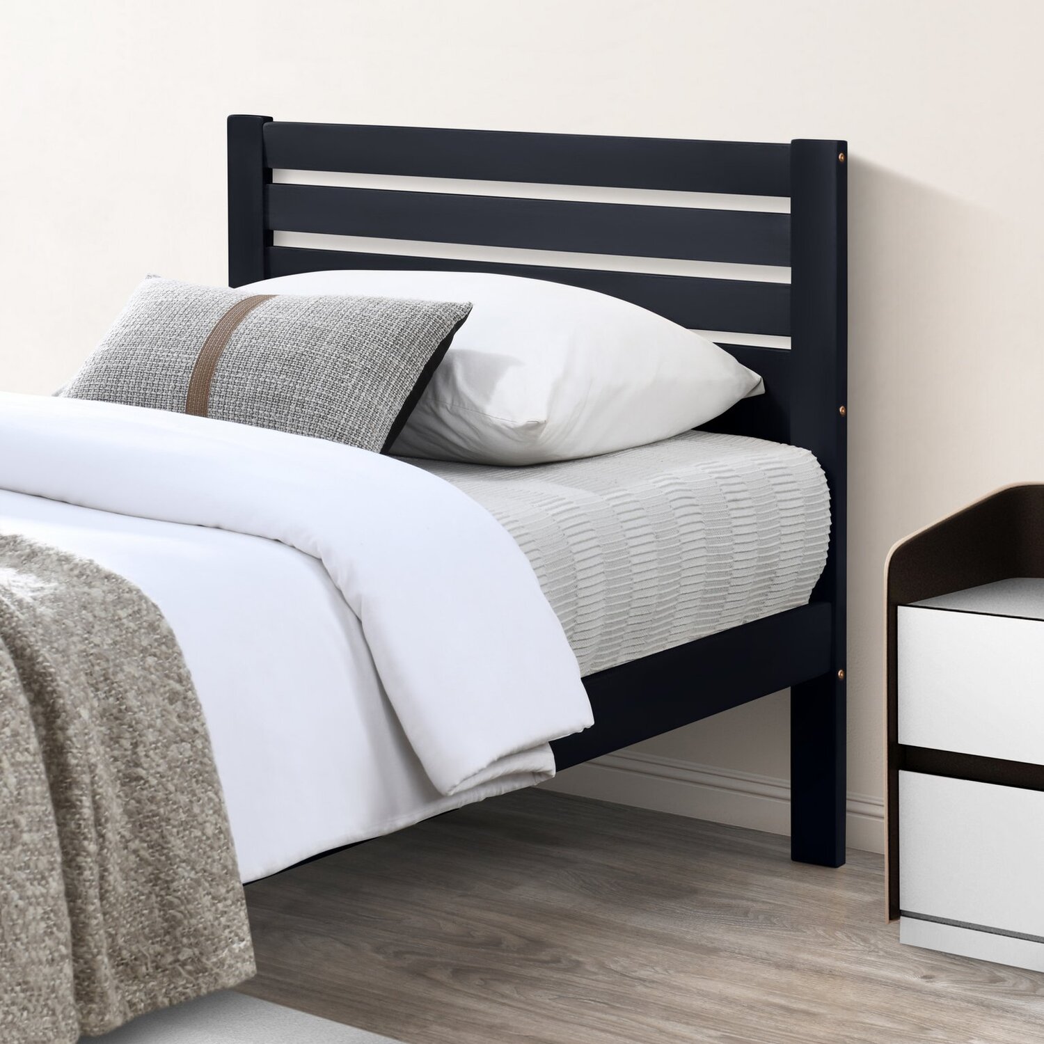 Declan Solid Wood Bed Frame - Dark Grey Single