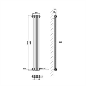 Anthracite / 150cm / 20cm Vertical Traditional Cast Iron Style Radiator 1500-1800mm 2 Column Anthracite shot 8210031